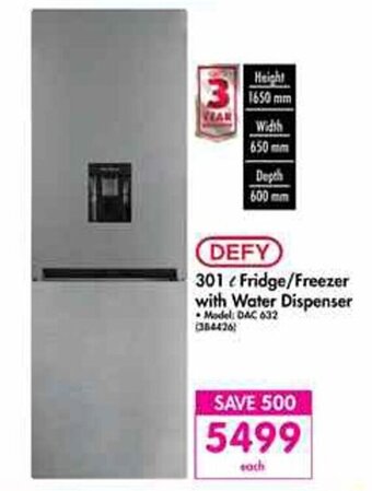Makro Defy 301L Fridge / Freezer with Water Dispenser offer
