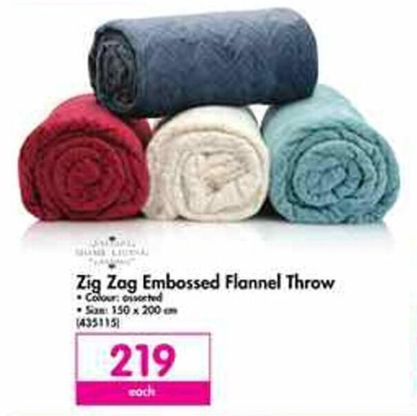 Zig Zag Embossed Flannel Throw 150 x 200cm offer at Makro