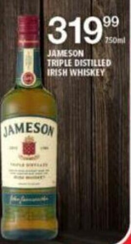 Shoprite Jameson Triple Distilled Irish Whiskey 750ml offer