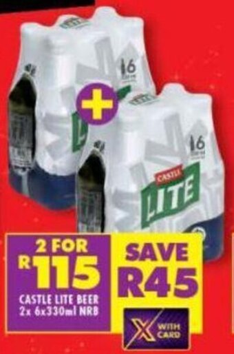 Shoprite Castle Lite Beer 2 x 6 x 330ml offer