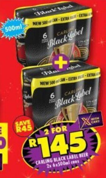 Shoprite Carling Black Label Beer 2 x 6 x 500ml offer