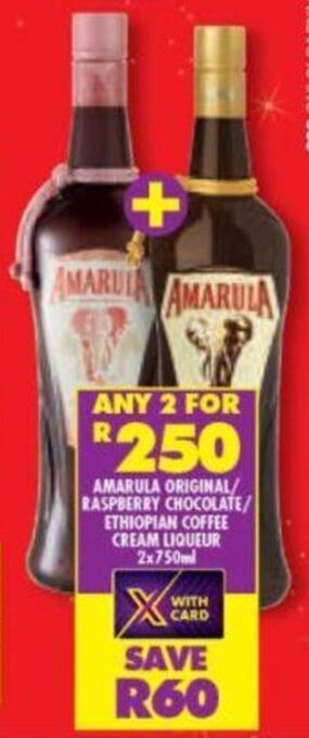 Shoprite Amarula Original / Baspberry Chocolate / Ethiopian Coffee Cream Liqueur 2 x 750ml offer