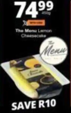 Checkers The Menu Lemon Cheesecake 450g offer