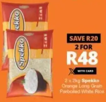 Checkers 2 x 2kg Spekko Orange Long Grain Parboiled White Rice offer