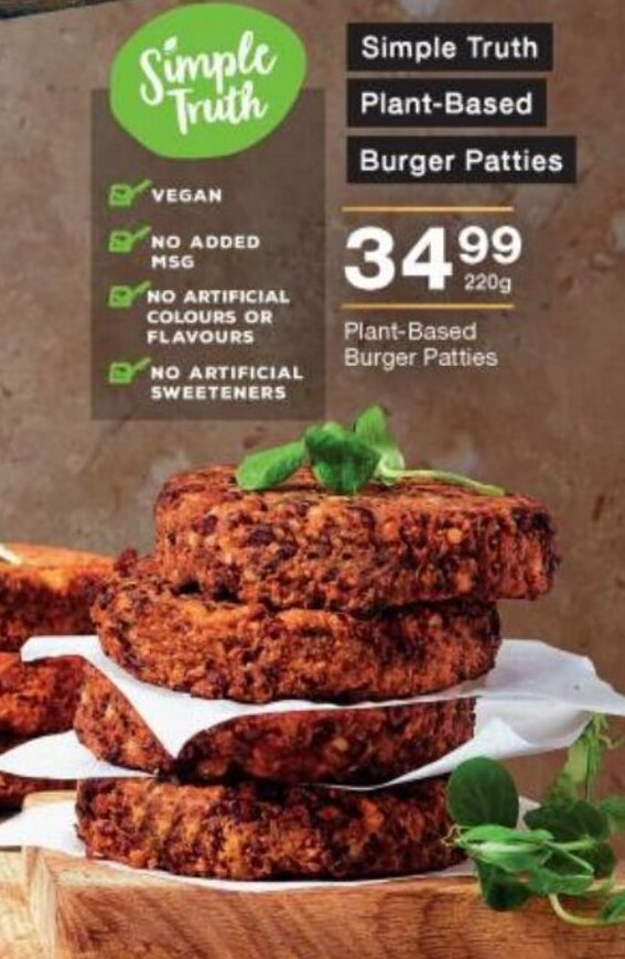 Simple Truth PlantBased Burger Patties 220g offer at Checkers
