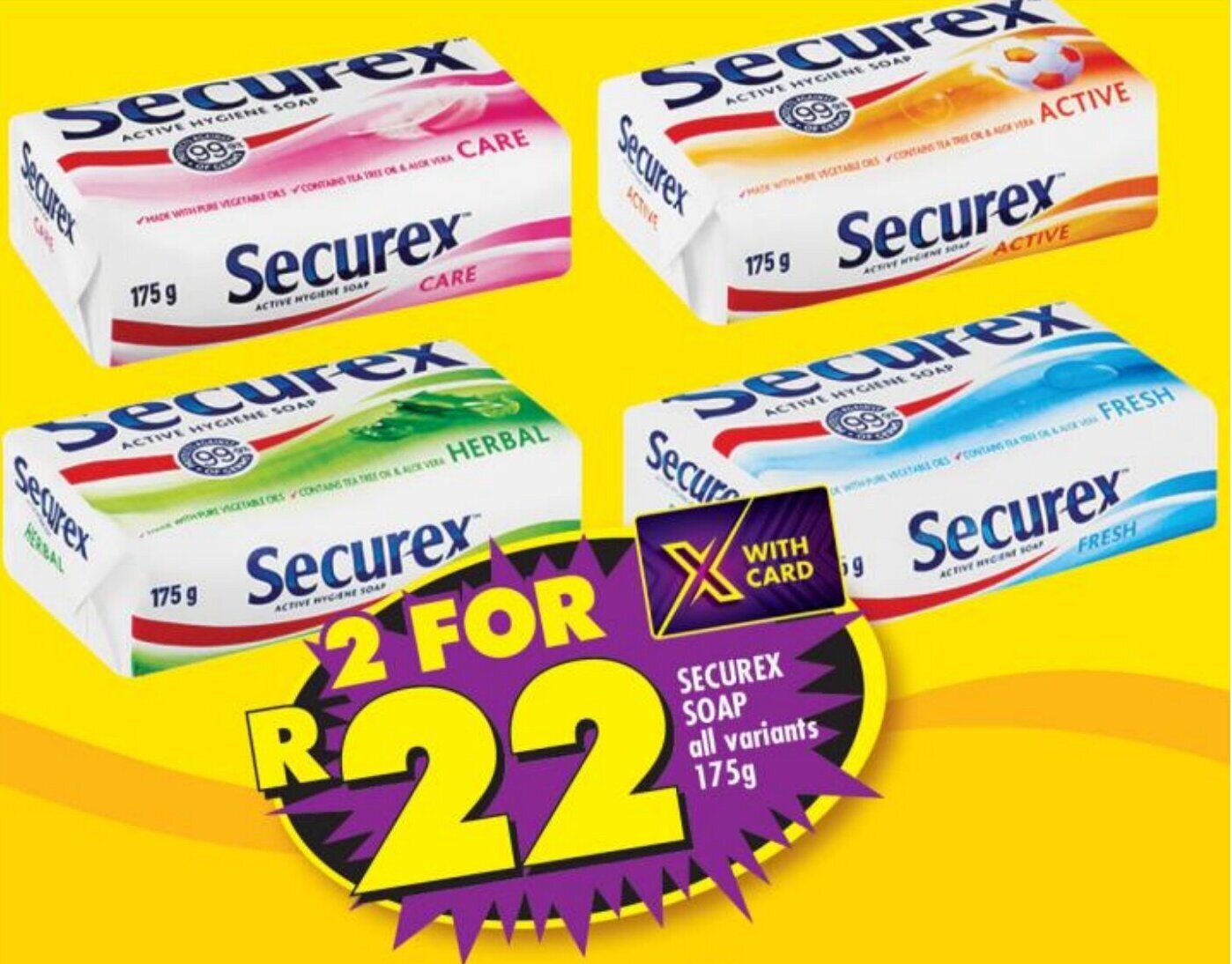 Securex Soap all variants 2 x 175g offer at Shoprite