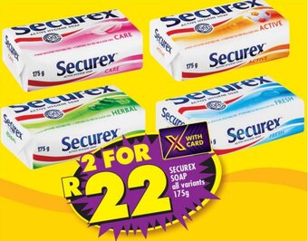 Shoprite Securex Soap all variants 2 x 175g offer