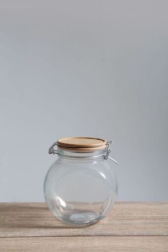 Medium bamboo glass canister