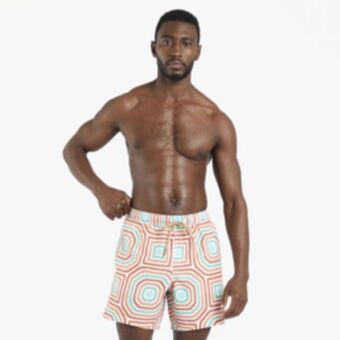 Mkm multicolour retro geo print swimshort