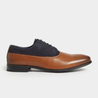 Markham Mkm tan mixed fab laser detail shoes offer