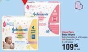 Dis-Chem Johnson's Value Pack Baby Wipes (Extra Sensitive 4x56 Wipes Or Gentle All Over 4x72 Wipes)-Per Pack offer