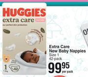 Dis-Chem Huggies Extra Care New Baby Nappies Size 1 42 Pack-Per Pack offer