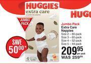 Dis-Chem Huggies Jumbo Pack Extra Care Nappies-Per Pack offer