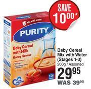 Dis-Chem Purity Baby Cereal Mix With Water (Stages 1-3) Assorted- 200g offer