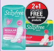 Dis-Chem Stayfree Maxi Pads Scented Or Unscented 10 Regular-Per Pack offer