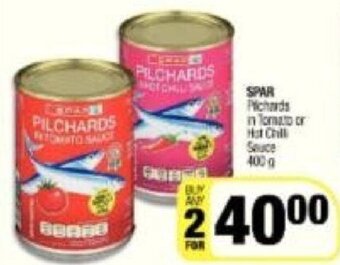 Spar Pilchards in Tomato or Hot Chilli Sauce 2 x 400g