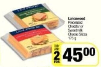Lancewood Processed Cheddar or Sweetmilk Cheese Slices 2 x 175g