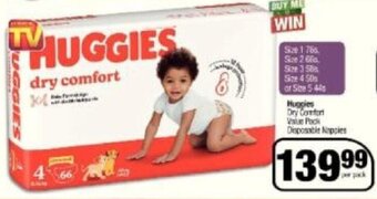Spar Huggies Dry Comfort Value Pack Disposable Nappies per pack offer