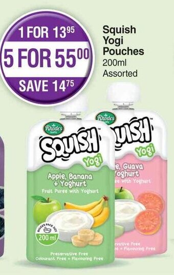 Aquish Yogi Pouches 5 x 200ml Assorted