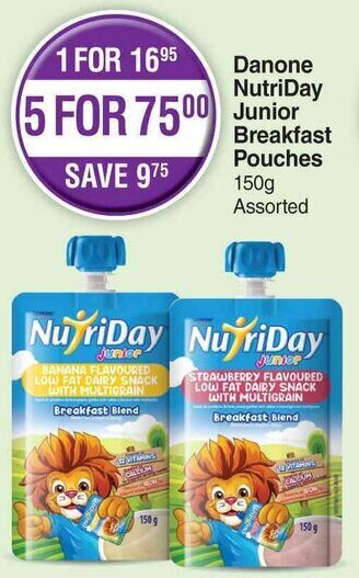 Danone NutriDay Junior Breakfast Pouches 5 X 150g Assorted Offer At Dis 