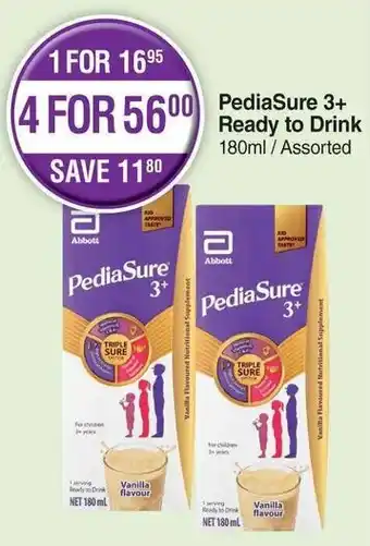 Dis-Chem PediaSure 3+ REady to Drink 4 x 180ml Assorted offer