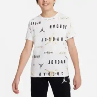 Sportscene Jordan kids shine aop white t-shirt offer