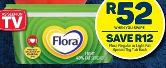 Pick n Pay Flora Regular or Light Fat Spread 1kg Tub offer