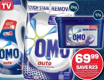Pick n Pay Omo Auto Washing Powder Asstd 2kg, Liquid Detergent 1.5L or Concentrated 17s offer