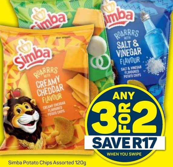 Simba Potato Chips Asstd 120g offer at Pick n Pay