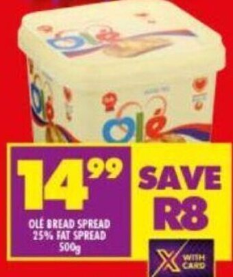 Shoprite Ole Bread Spread 25% Fat Spread 500g offer