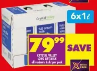 Shoprite Crystal Valley Long Life Milk All Variants 6x1L offer
