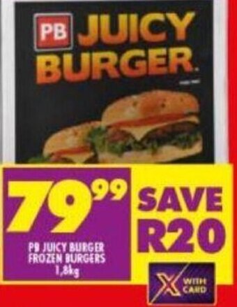 Shoprite PB Juicy Burger Frozen Burgers 1,8kg offer