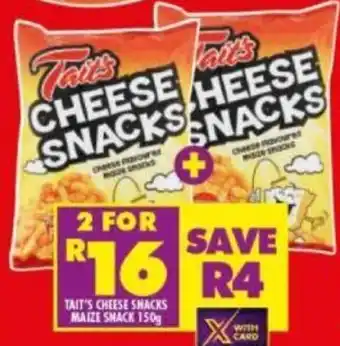 Shoprite Tait's Cheese Snacks Maize Snack 2x150g offer