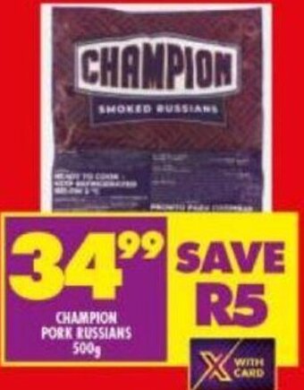 Shoprite Champion Pork Russians 500g offer