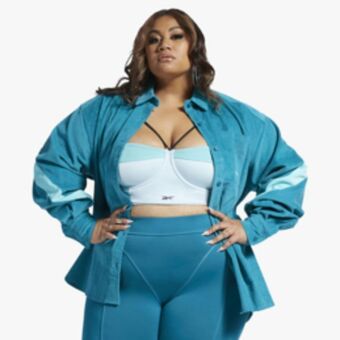Sportscene Reebok x cardi b women's teal jacket (plus size) offer
