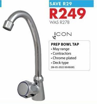 Prep bowl tap