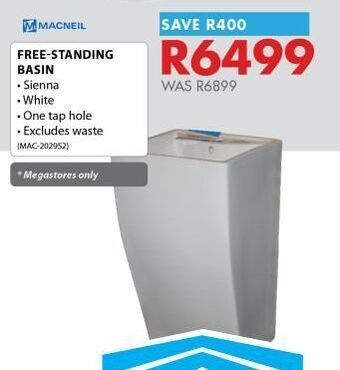 Chamberlain Free-standing basin offer
