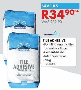 Chamberlain Tile adhesive offer