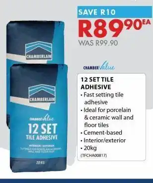 Chamberlain 12 set tile adhesive offer