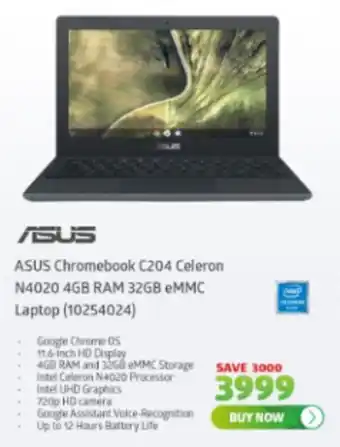 Incredible Connection Asus Chromebook C204 Celeron N4020 4GB RAM 32GB eMMC Laptop (102540224) offer