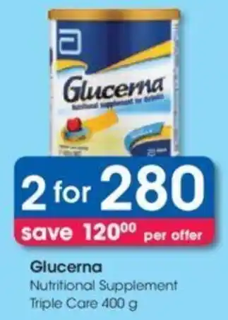 Clicks Glucerna Nutritional Supplement Triple Care 2 x 400g offer