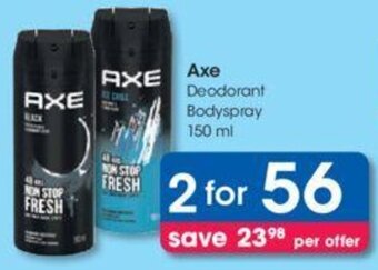 Clicks Axe Deodorant Body Spray 2 x 150ml offer