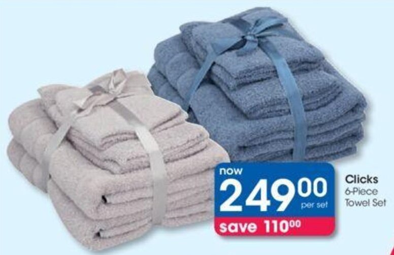 Clicks 6Piece Towel Set offer at Clicks