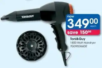 Clicks Toni & Guy Hairdryer 1800W TGDR5366DE offer