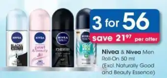 Clicks Nivea Men & Women Roll-On 3 x 50ml offer