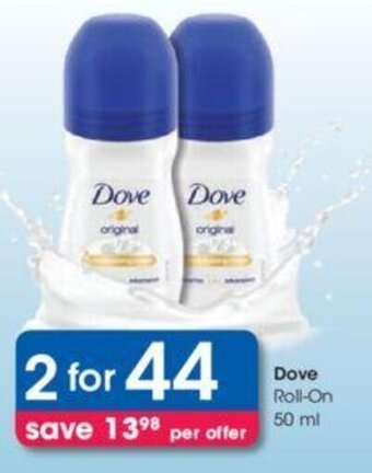 Clicks Dove Roll-On 2 x 50ml offer