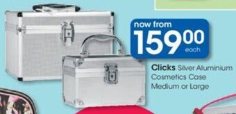 Clicks Silver Aluminium Cosmetics Case Medium or Large