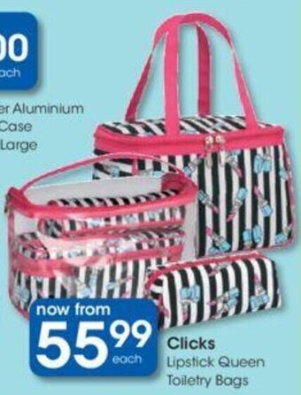 Clicks Lipstick Queen Toiletry Bags