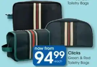 Clicks Clicks Green & Red Toiletry Bags offer