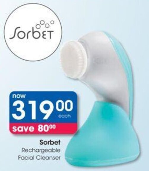 Sorbet Rechargeable Facial Cleanser offer at Clicks